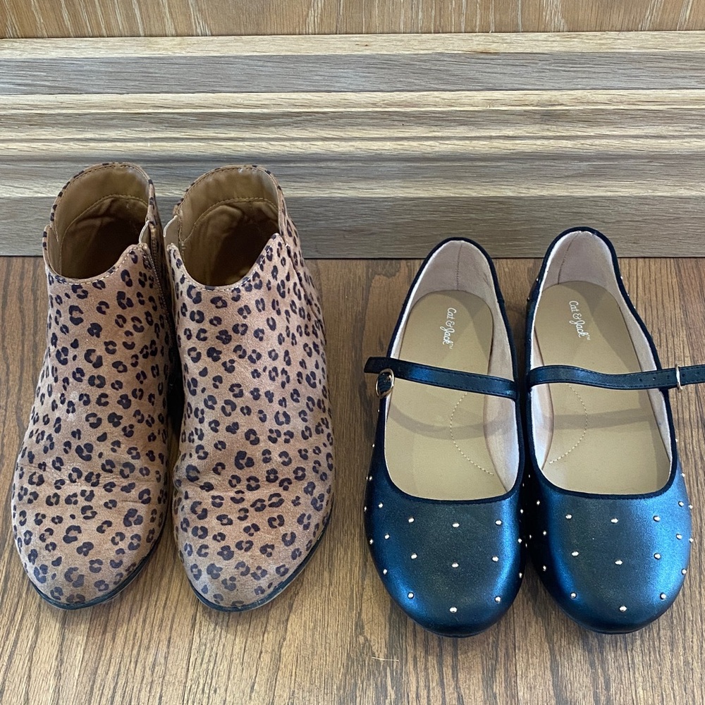 Cat & Jack Leopard Print Boots and Mary Jane Ballet Flats